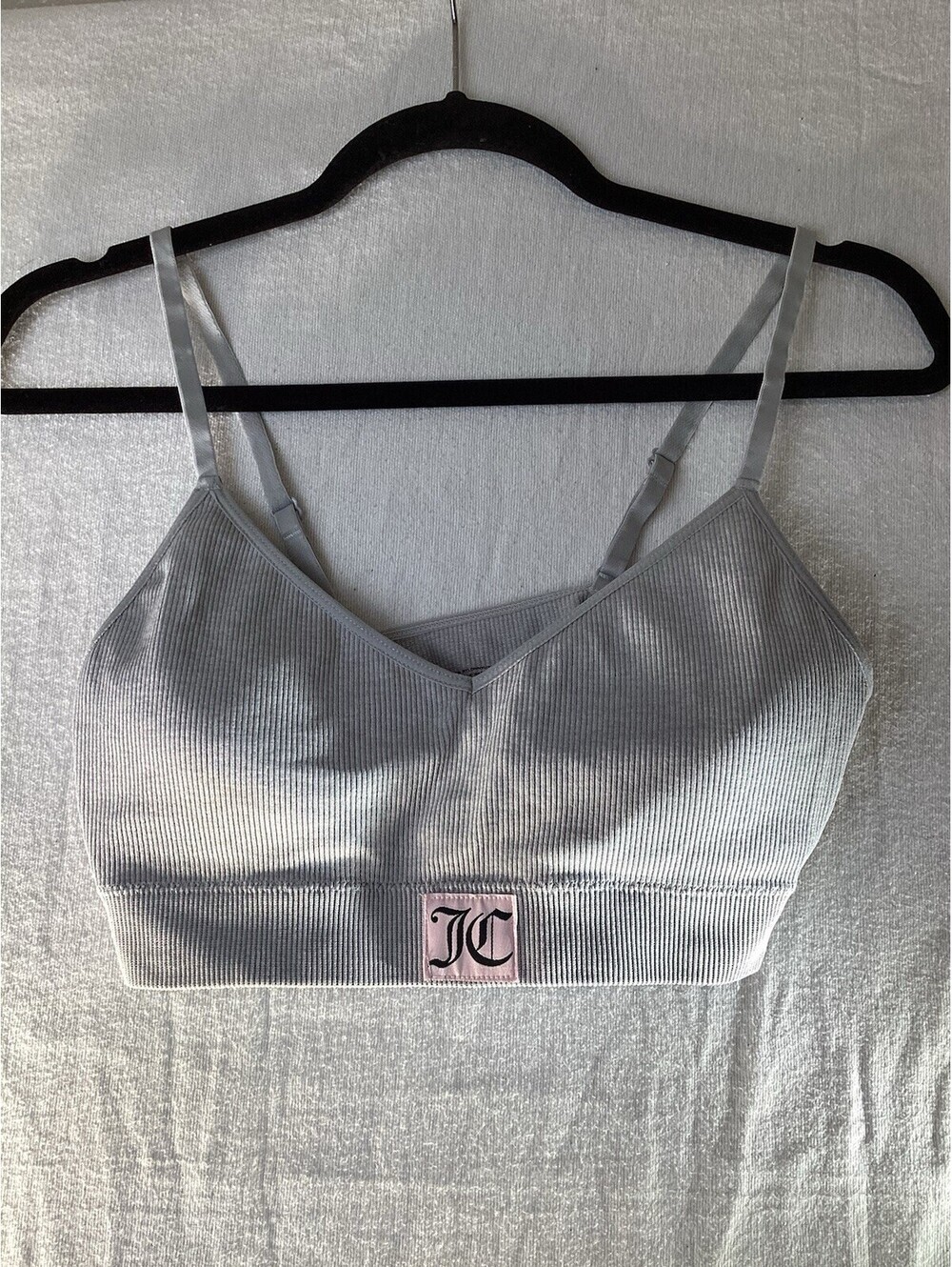 Juicy Couture Bralette Bra Light Purple Ribbed Knit Adjustable Strap Wireless L